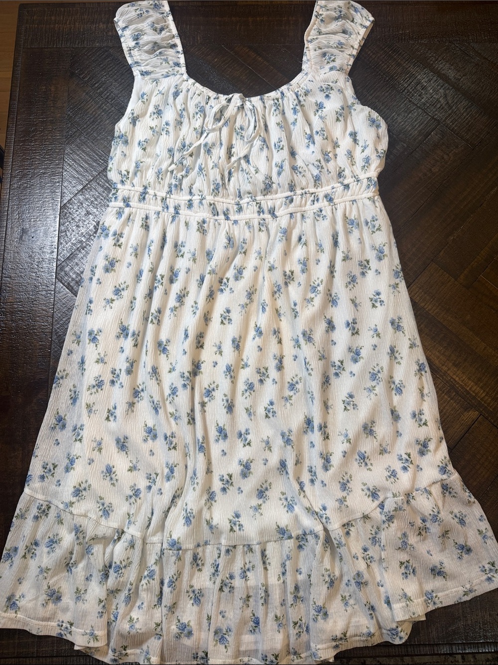 Ember Blue Floral Prairie Midi Dress Cottagecore Babydoll Size 2X - Picture 4 of 7